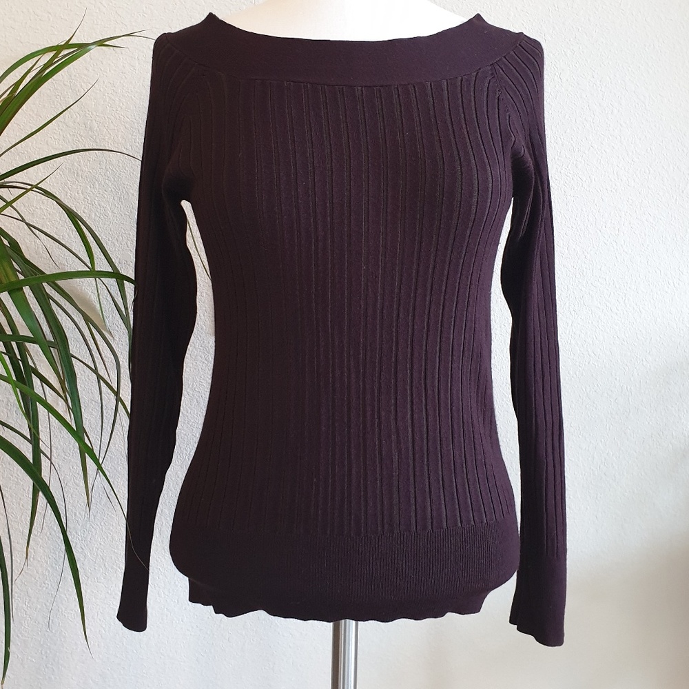 Camaieu Brown Ribbed Boat Neck Sweater